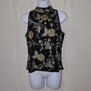 JKara Beaded Top Sleeveless Flower Blouse with Beads Dress Size M